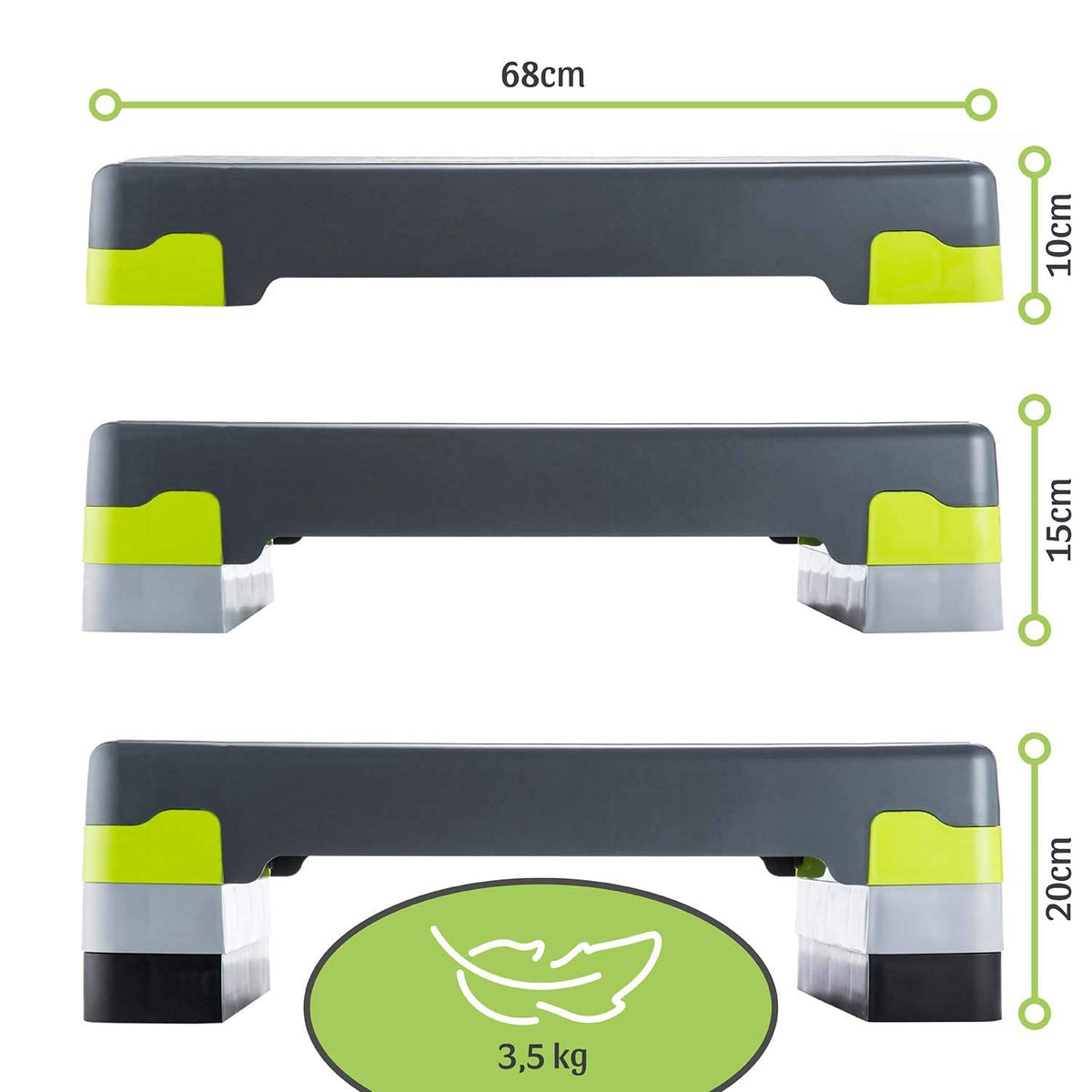 Body&Mind? Aerobic stepping board Elite 3-step stepper step bench with free non-slip mat & exclusive training e-book