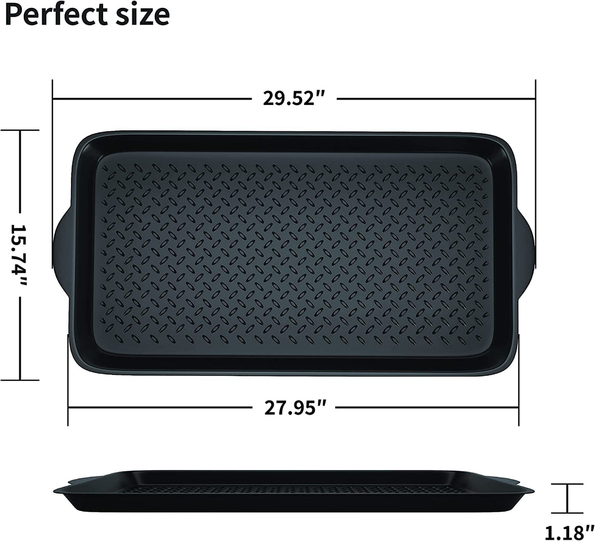 Nicoman Boot Tray Shoe Organiser Soft Rubber Non Slip Washable Multipurpose Plant Rack Mat Plain Black Drip Container Floor Carpet Protection for