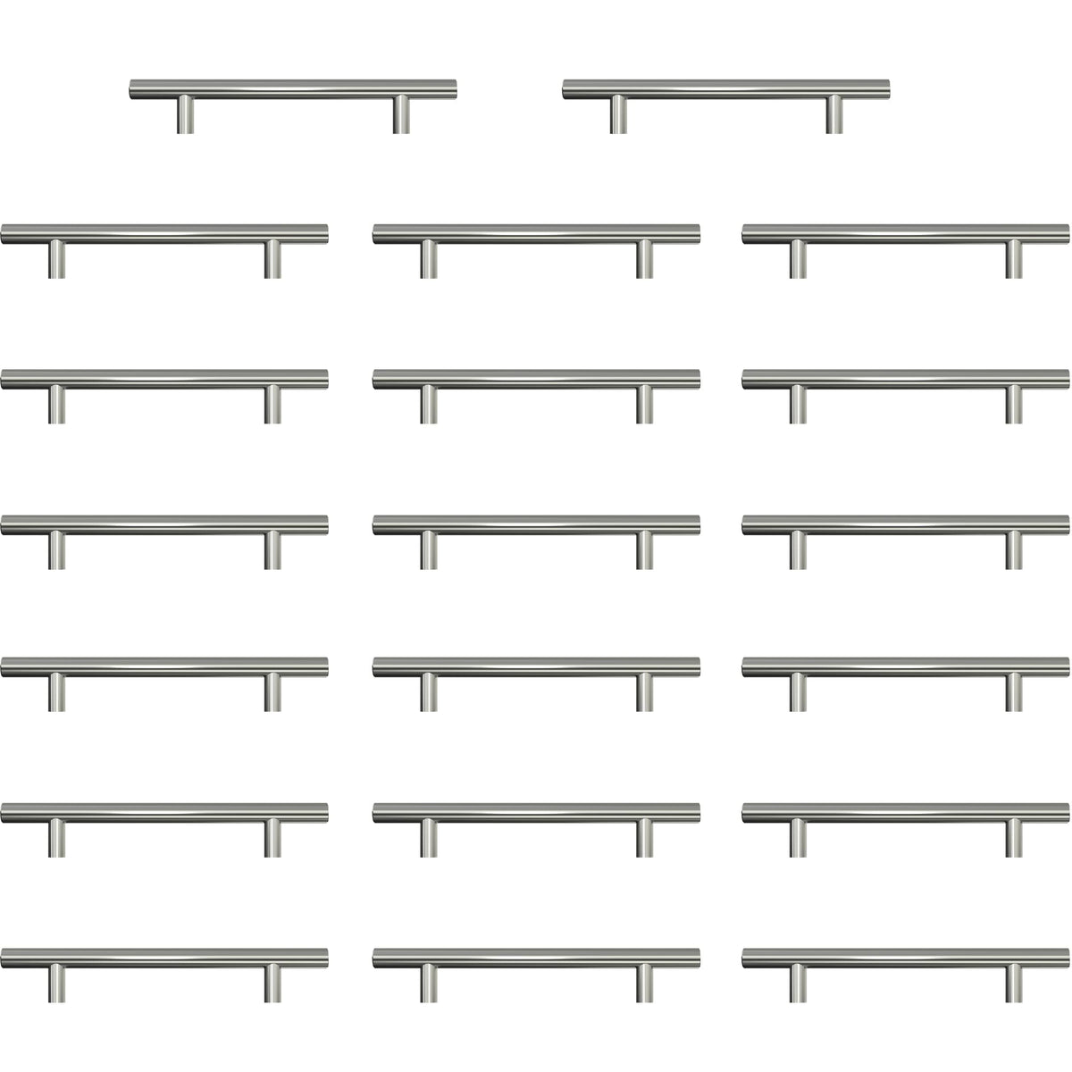 AwmnSrman Kitchen Cupboard Handles Silver 20 Pack 128 mm(5 inch) Hole Center, Brushed Finish Stainless Steel Installation of Holes