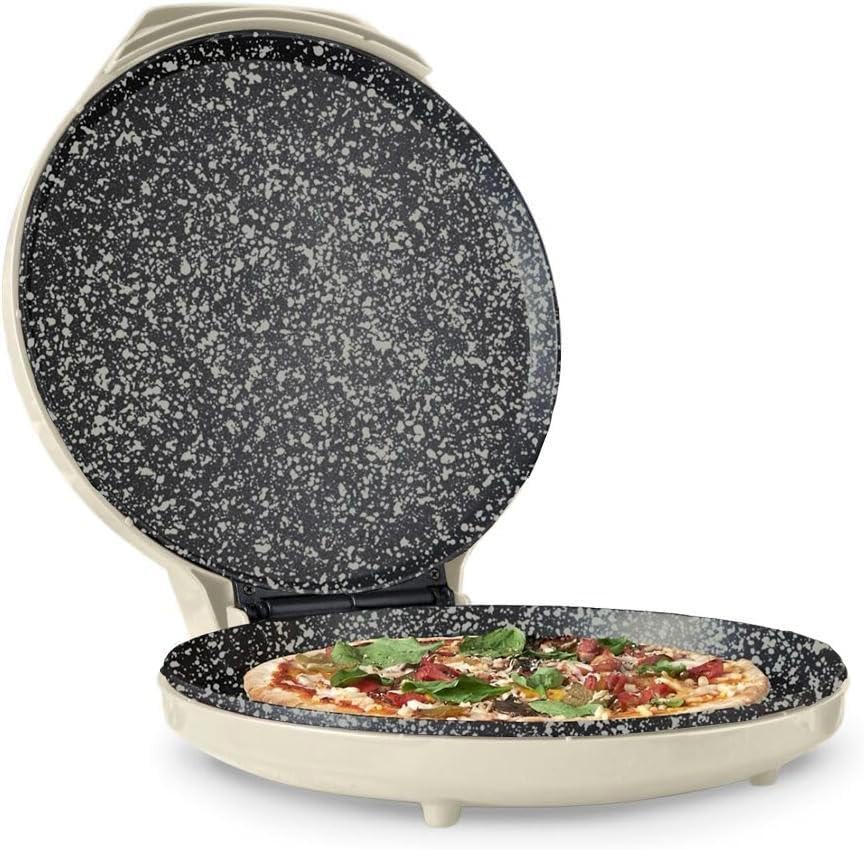 MisterChef Pizza Maker 1450W Ceramic Plates, 12 Inch / 30cm, 2,3 Metal, Free Recipe Book, Cream