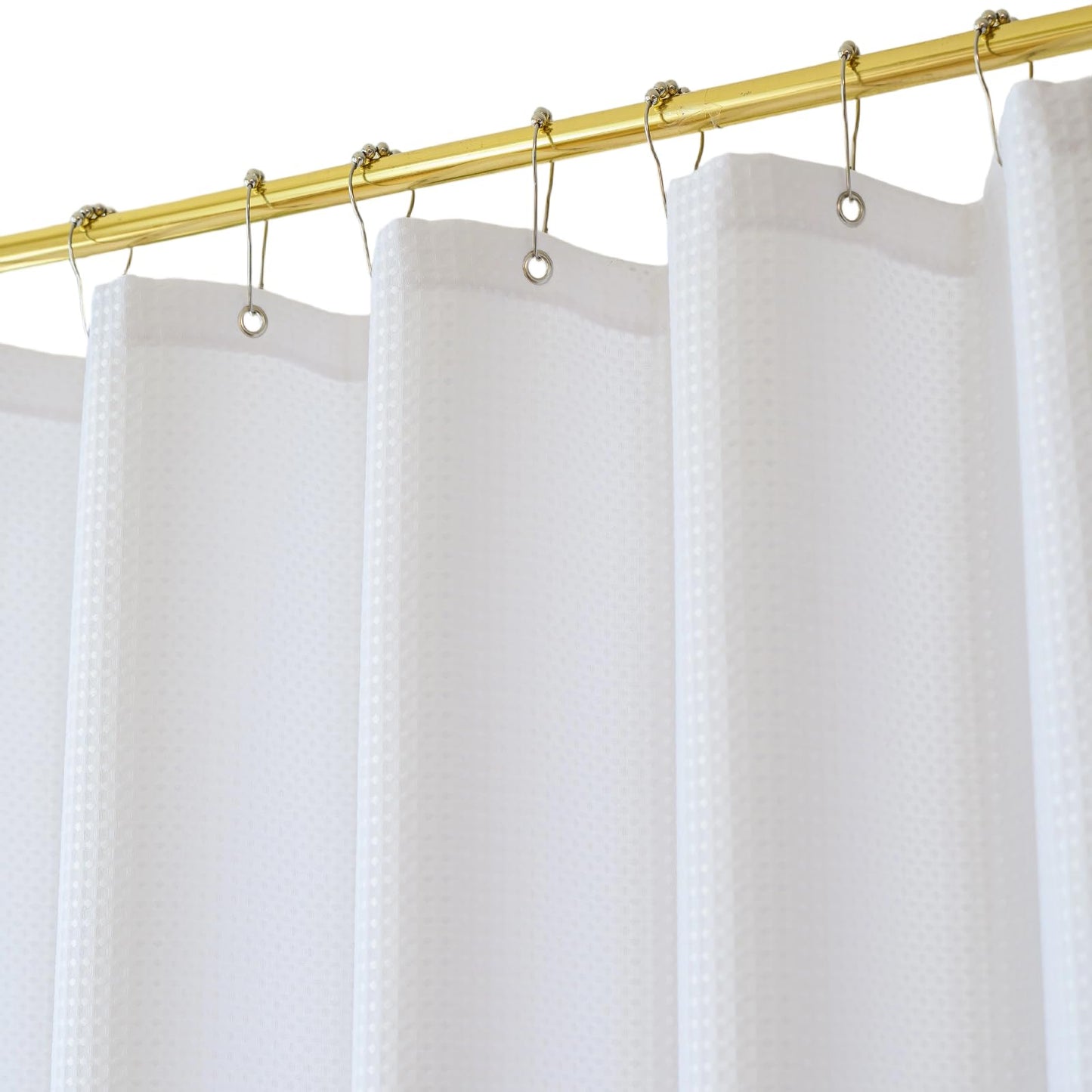 Yofori White Shower Curtain Waffle Fabric Bathroom Curtains Wet Room Shower Curtains Sets with Hooks Bathtub Bath Decor Accessories, 183x183cm