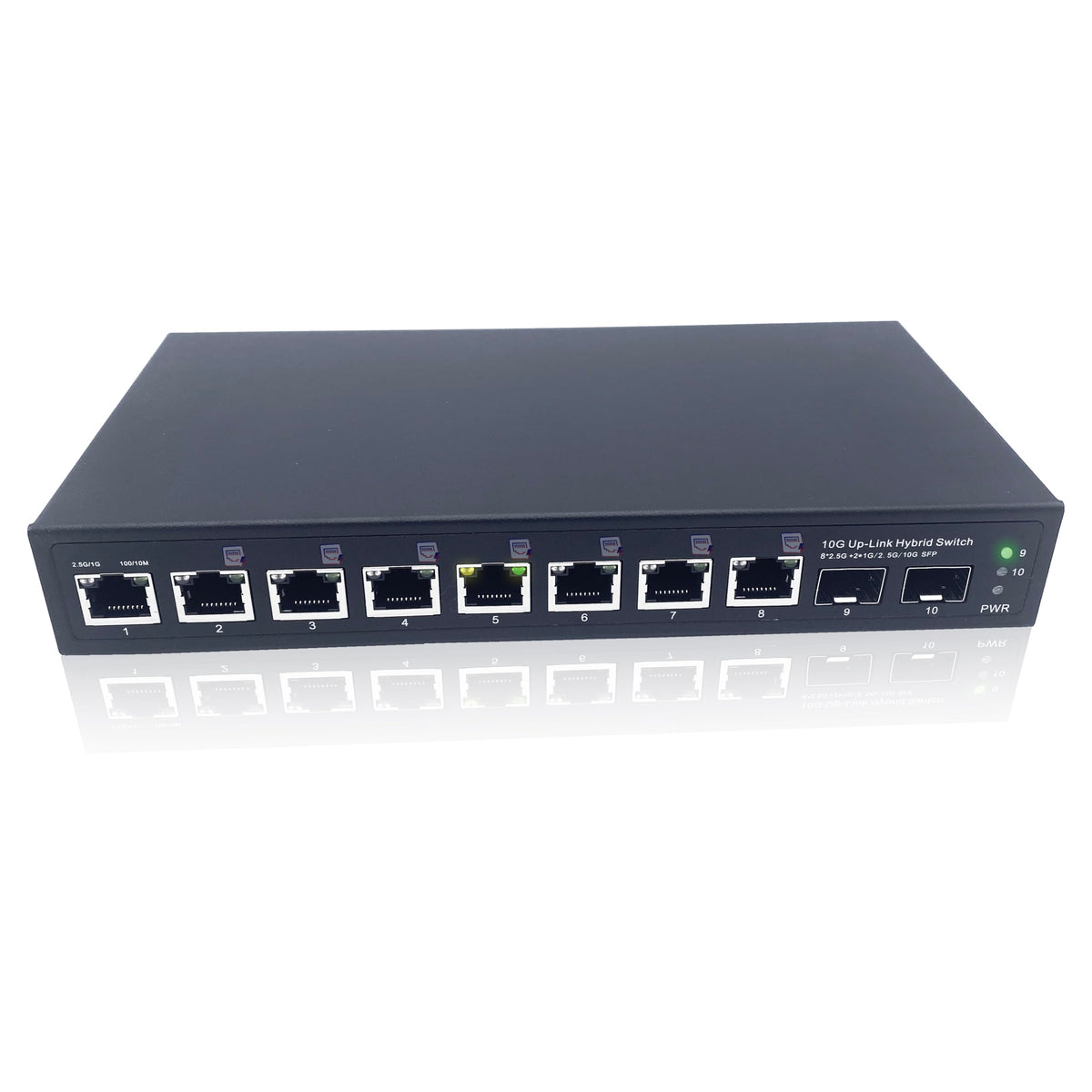Elfcam? - 10Gb Fiber Switch Compatible with Freebox Ultra, with 2 10G SFP+ Ports and 8 Ports 2.5G RJ45 PoE, Plug & Play Unmanaged (2 Ports 10Gb SFP+