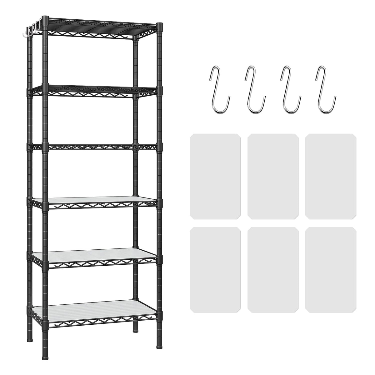 6-Shelf Storage Rack Unit With Height Adjustable Shelves & Levelling Feet