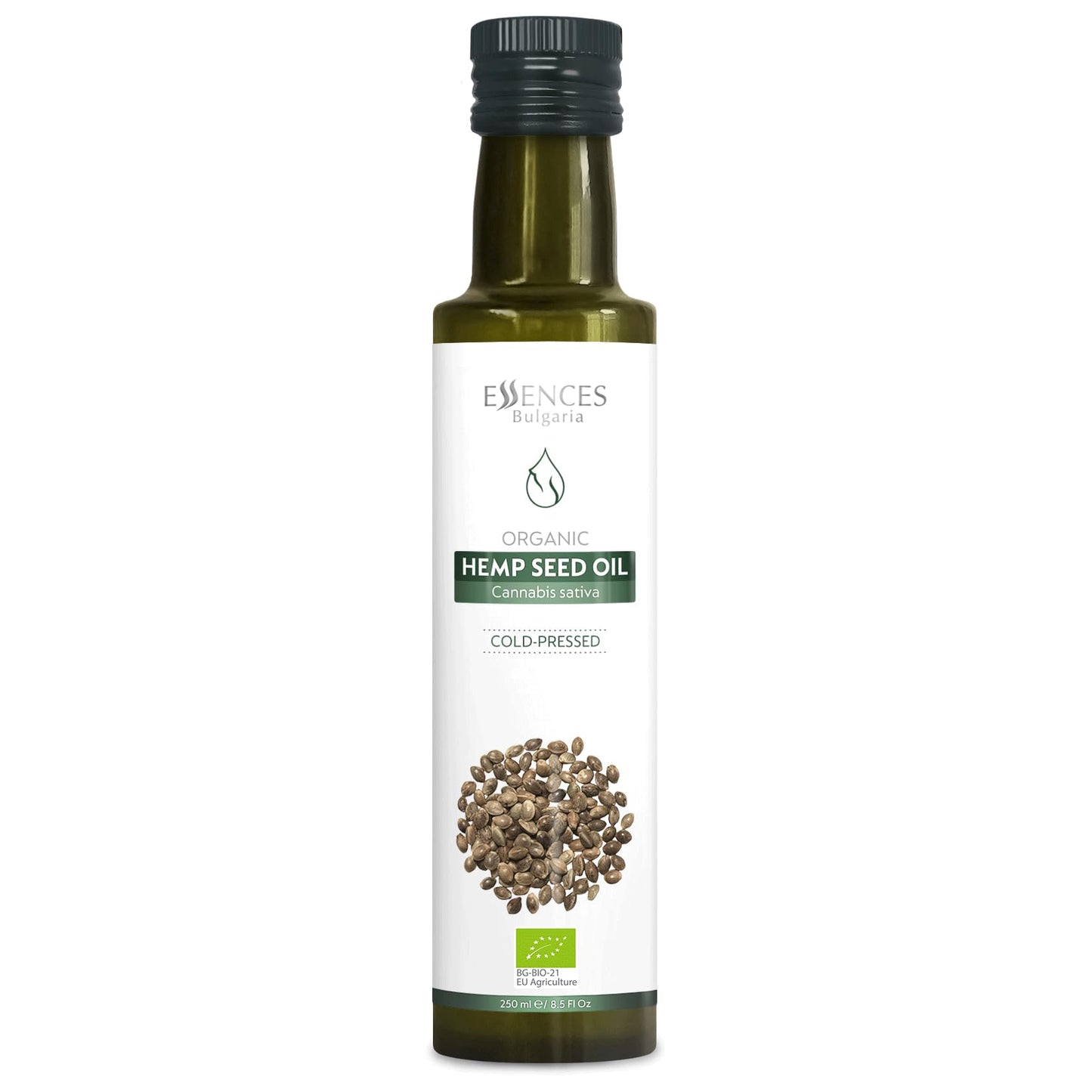 Essences Bulgaria Organic Hemp Seed Oil 250ml | 100% Natural Cold-Pressed Oil | Extra Premium Quality | Rich in Omegas | Dips | Salads | No Additives