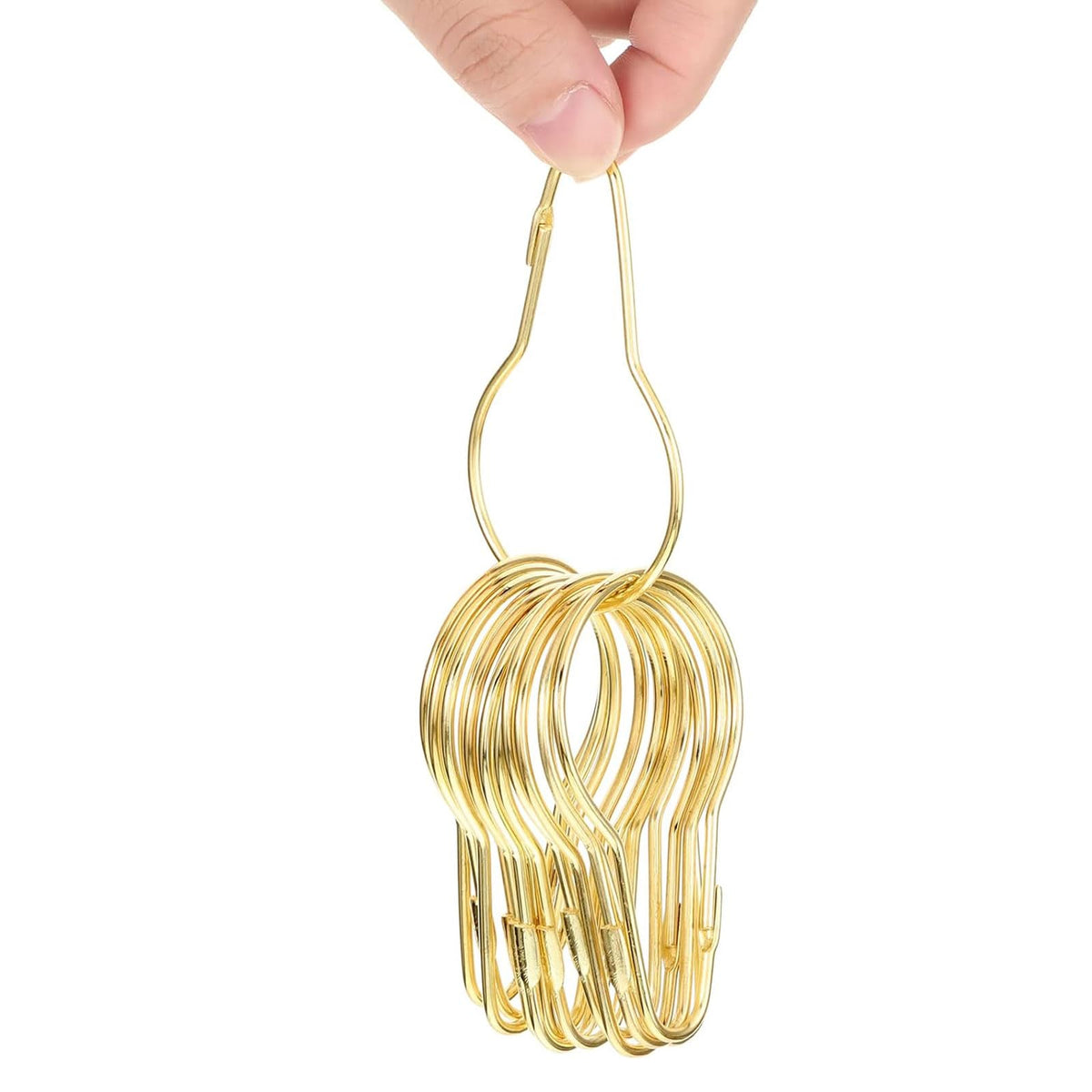 TA-VIGOR 20pc Shower Curtain Rings - Metal Decorative Hooks, Loop Hangers, Hanging Clips for Bathroom/Kitchen Curtain Rods, Gold