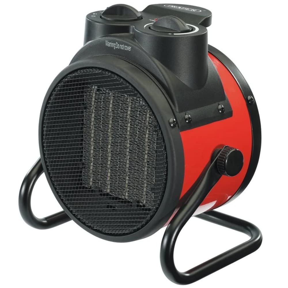 Draper 2.0kW PTC Portable Electric Space Heater | Indoor & Outdoor Fan Heater | 230V Office Heating Tool | Adjustable Thermostat Free Stand Heater