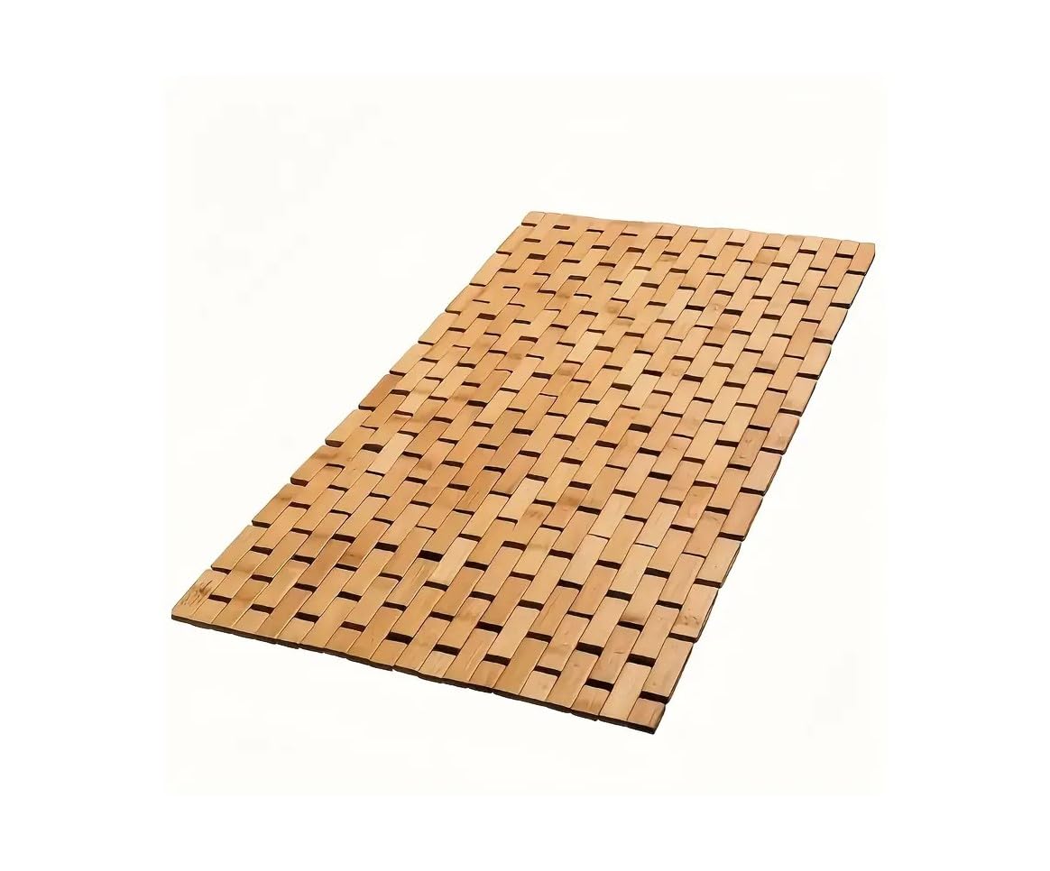 Natural Eco Friendly Foldable Bamboo Bath Mat, Multipurpose Wooden BathMat with Anti Slip Rubber Feet Waterproof for Bathtub Sauna Spa Indoor or