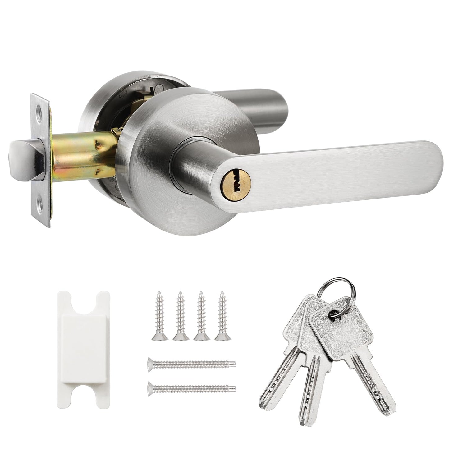 Faankiton Door Handle with Lock, Reversible Door Handles, Privacy Door Lever, Internal Door Handle Knob Sets, Security Door Lock Set, Entry Door Lever
