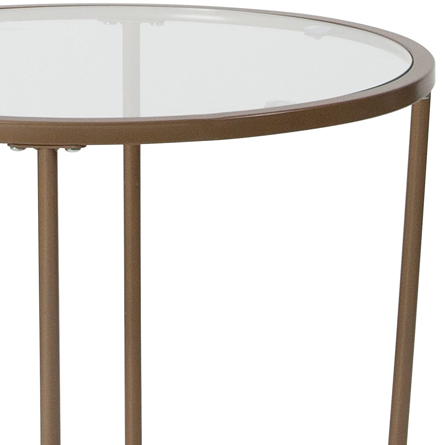 Flash Furniture Astoria Collection Round End Table - Modern Clear Glass End Table - Brushed Gold Frame