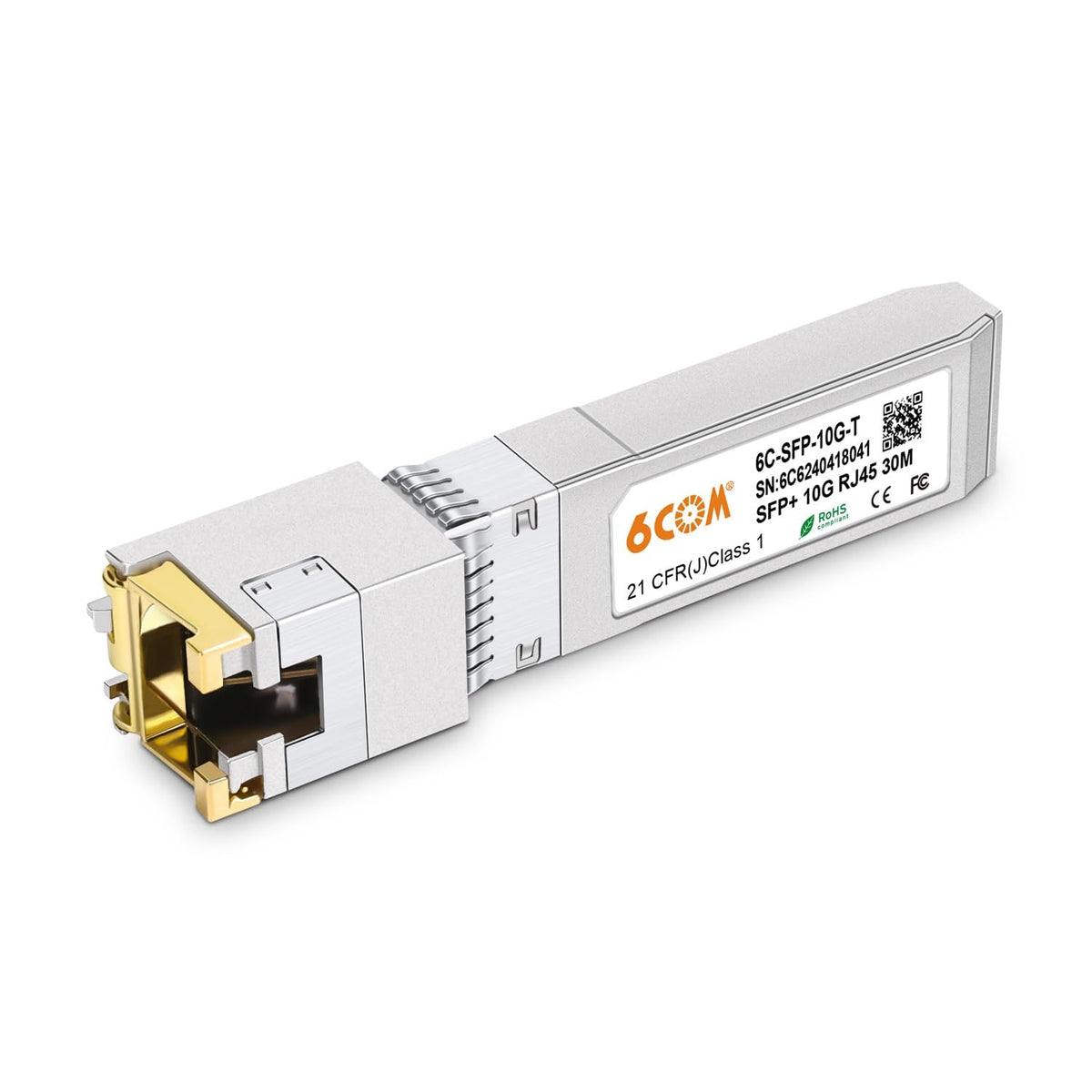 6COM 10GBase-T SFP+ Transceiver, 10G SFP+ to RJ45 Copper Module, CAT.6a/7, up to 30 Meters, compatible for Cisco SFP-10G-T-S, Ubiquiti