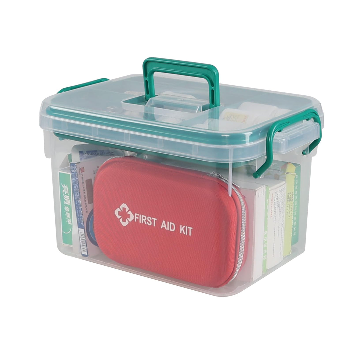 Yesdate Family First Aid Box, Medicine Storage Box with Insert, Plastic Lockable Medical Case