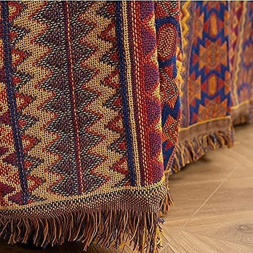 VANJOROY Bohemian Sofa Large Throw Blanket with Tassels, 100% Handwoven Cotton Knitted Armchair Throw for Seater,Settees,Couch and Bed (230x340cm/91 *