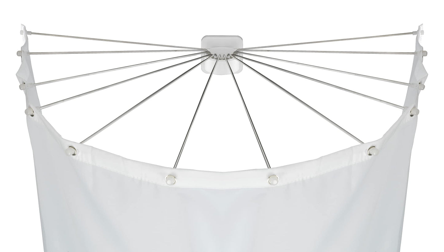 WENKO Shower Screen with Stainless Steel 12 Arms Shower Spider Shower Curtain Holder 96 x 10.5 x 72 cm White