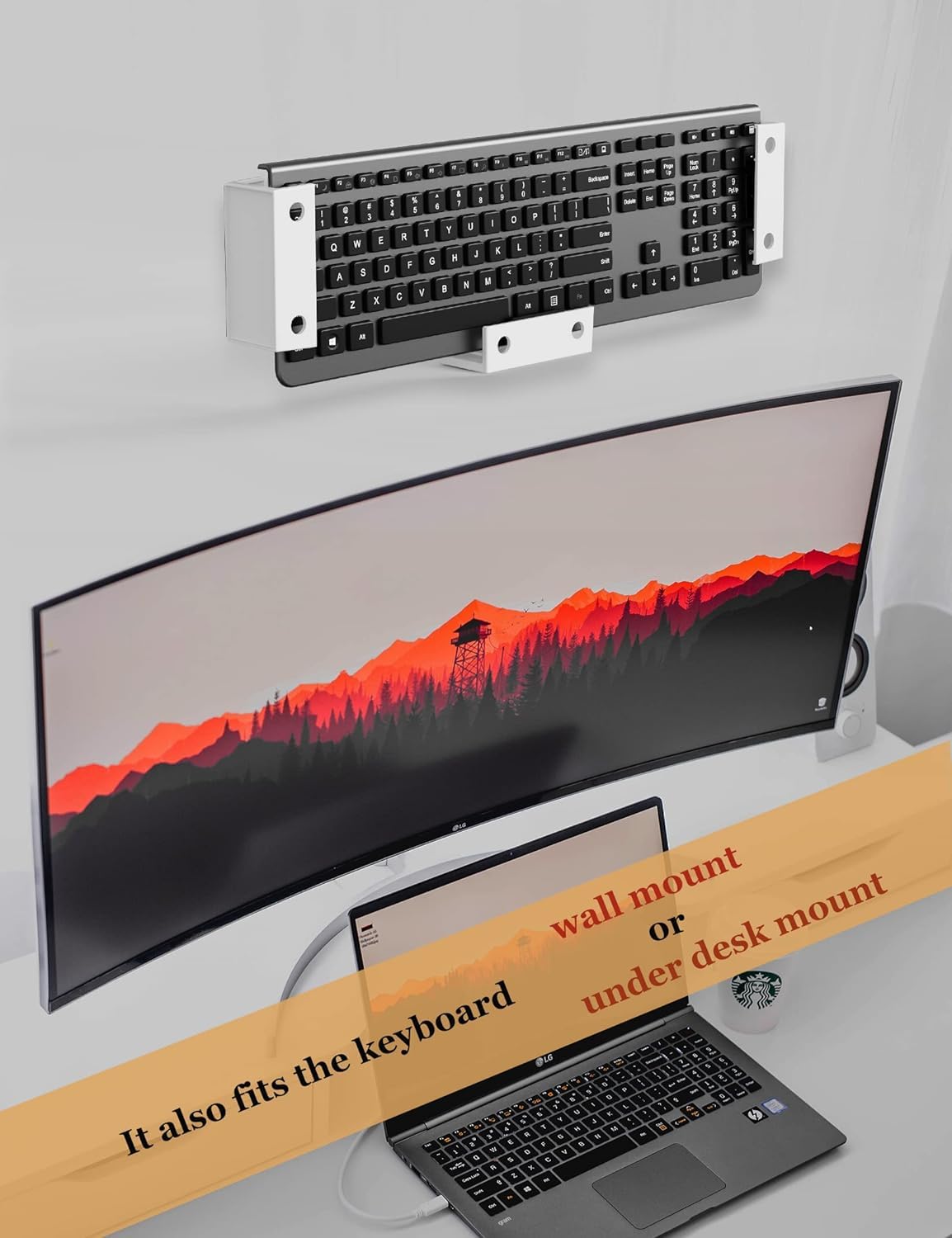 sciuU Under Desk & Wall Mount Holder Storage for Laptop Tablet Keyboard