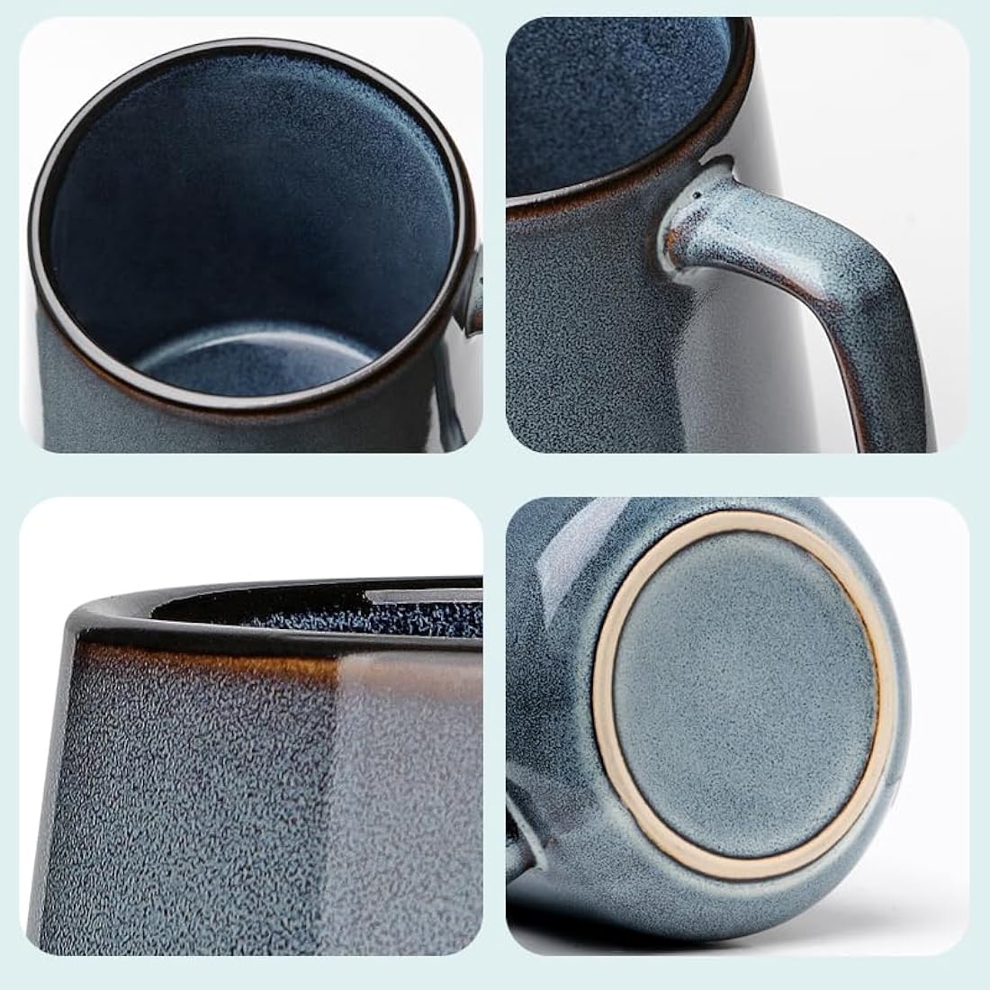 Ximoryn Set of 4 700ML Large Blue Ceramic Coffee Mugs with Big Handles - Extra Jumbo Tea Cup Mug for Office and Home, Gift and Present