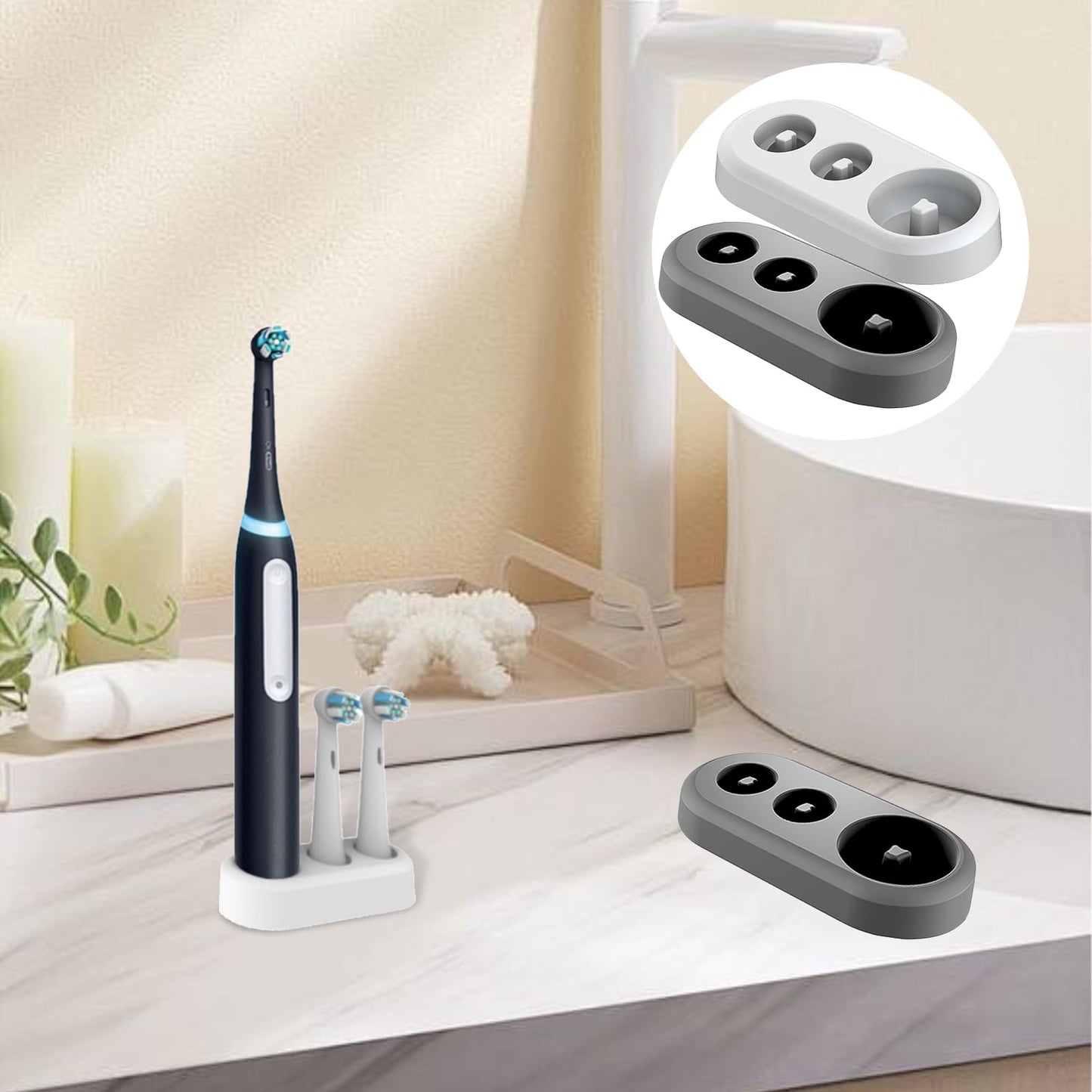Electric Toothbrush Holder,2 Pcs Toothbrush Holder Toothbrush Stand for Replacement Stand Base Compatible with 2 Toothbrush Heads Toothbrush
