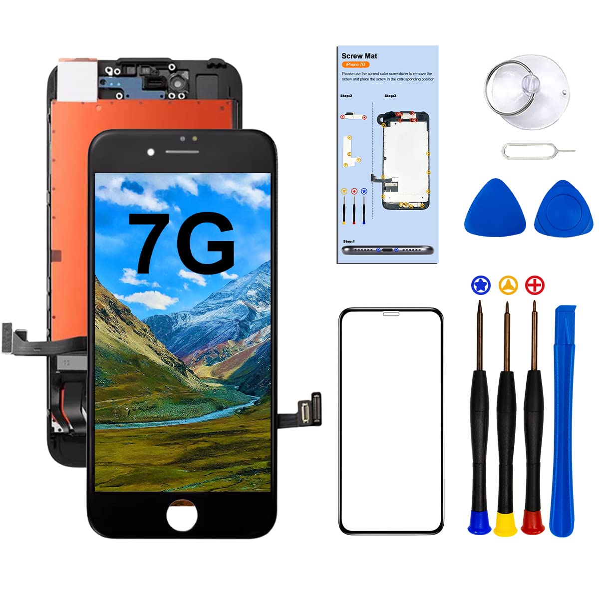 SIMDOG for iPhone 7 Screen Replacement 4.7" Black Screen for iPhone 7 LCD,Touch Digitizer Display for iPhone 7 Assembly with Repait Kit