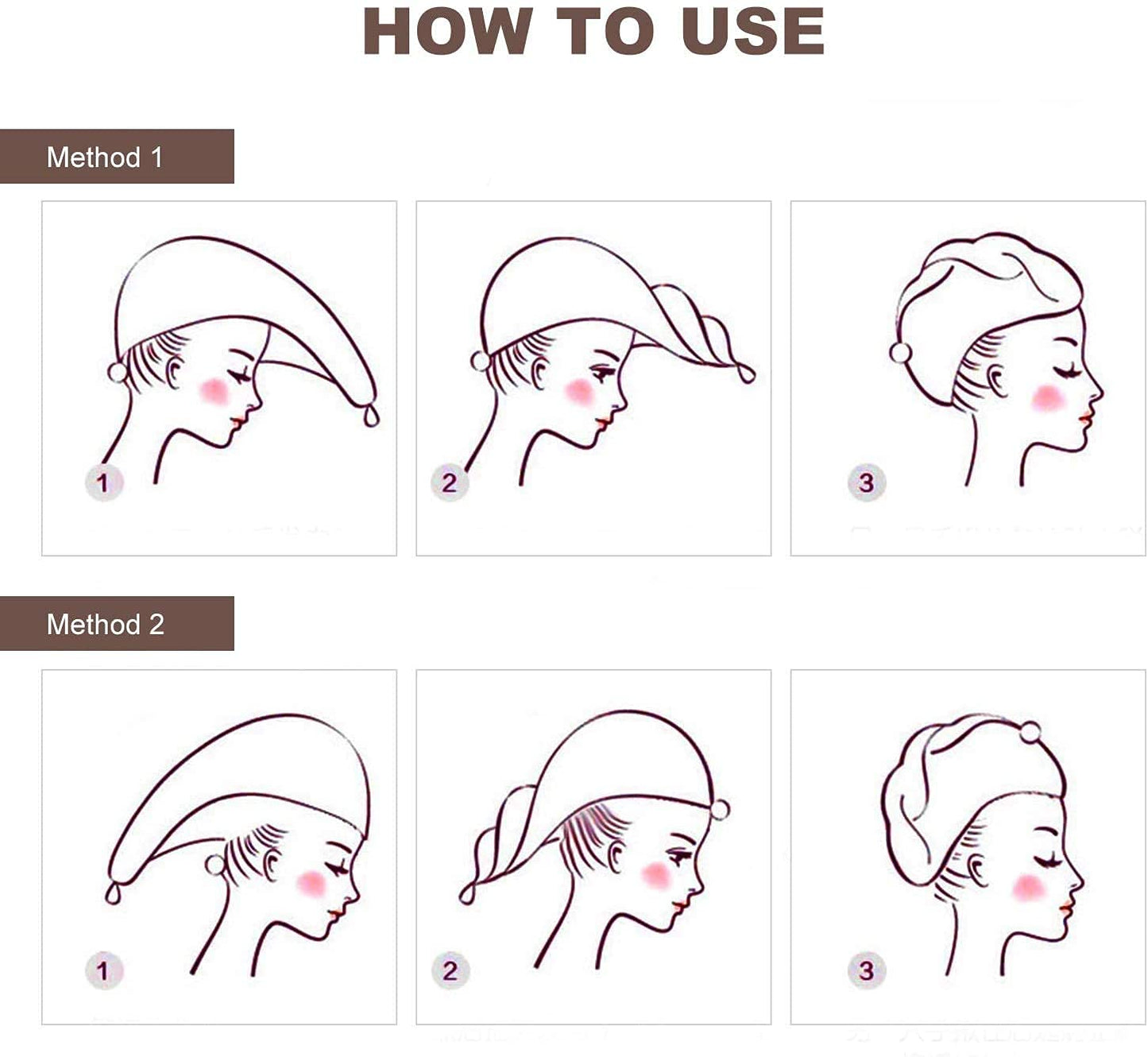 Qchomee Super Absorbent Hair Drying Towels Wrap Women Girls Microfiber Dry Hair Hat Towel Turban with Button Design Quick Drying Lady Bath Head Wrap