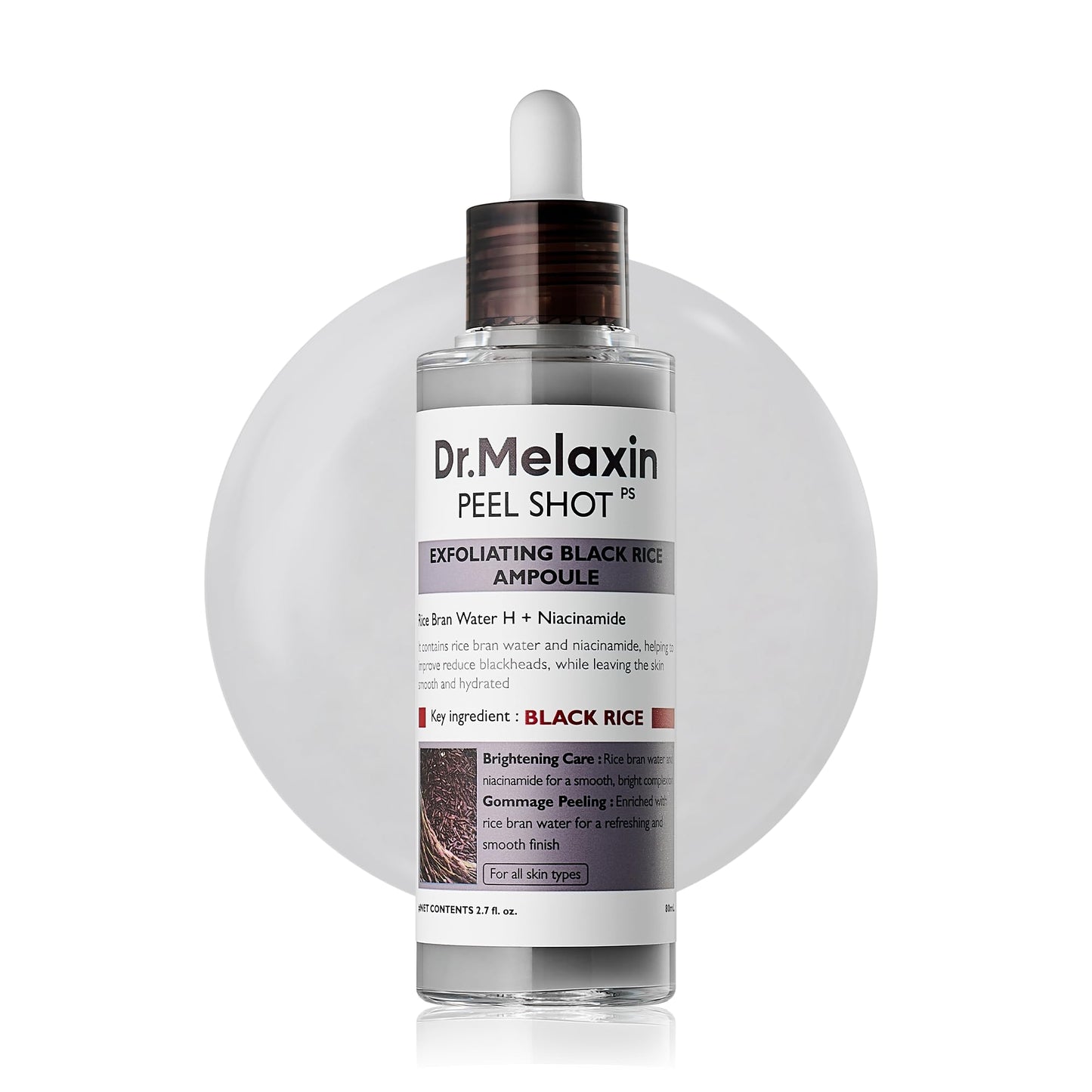 Dr.Melaxin Peel Shot Glow Black Rice Peeling Ampoule Soft Exfoliating Face And Body Scrub Dead Skin Cells Blackheads Remover For All Skin Types Korean