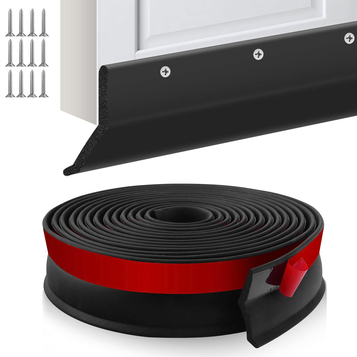 Garage Door Seal Universal Garage Door Bottom Weather Stripping Rubber Seal Strip Draught Excluder with Nails for Warehouse (Foam Rubber, 3m)