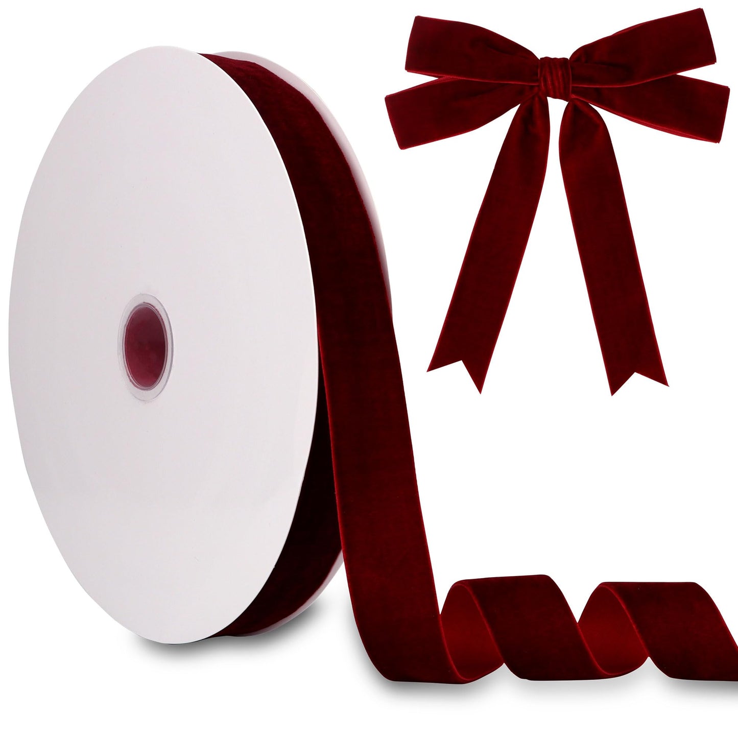1 Inch (25mm) Velvet Ribbon 30 Yards Manjonzic Single Side Flocked Christmas Ribbon Roll for Gift Wrapping, Bouquets, Tree Bows, Holiday & Party