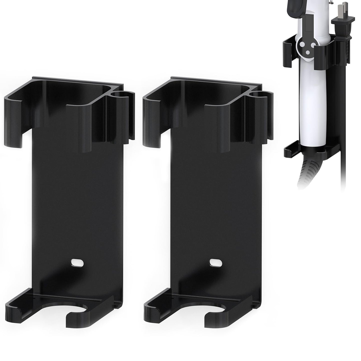 2 Pack Extra Large Curling Iron Holder Wall Mount for Devices Diameter Under 1.77" (4.5CM), Hair Styling Tool Storage Organizer, Black Hairdressing