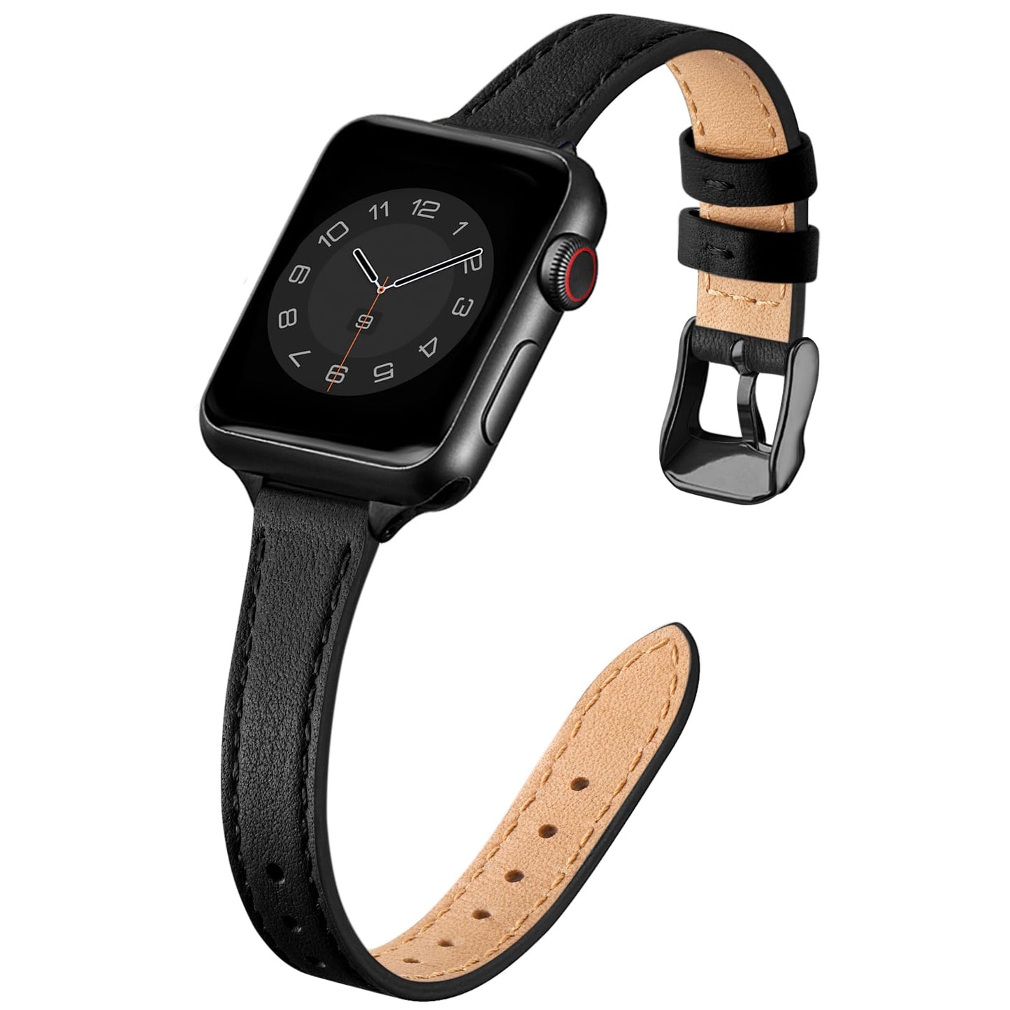 SUNFWR Compatible with Apple Watch Strap 38mm 40mm 41mm,Genuine Leather Strap Replacement,Slim&Thin Wristband for iwatch Series 7/6/5/4/3/2/1,SE(38mm