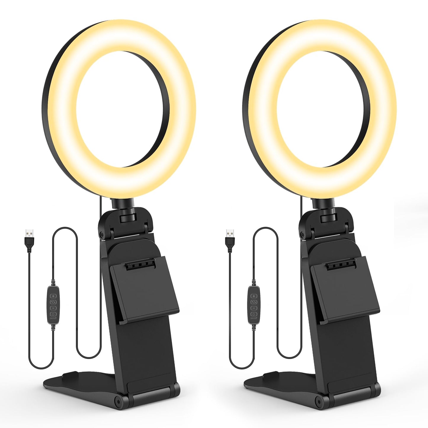2 Pack Laptop Ring Light with Stand, 5" Desk Webcam Computer Ring Light for Video Calls Zoom, 30 Light Modes 3000K to 6500K Halo Light Ring for Phone,