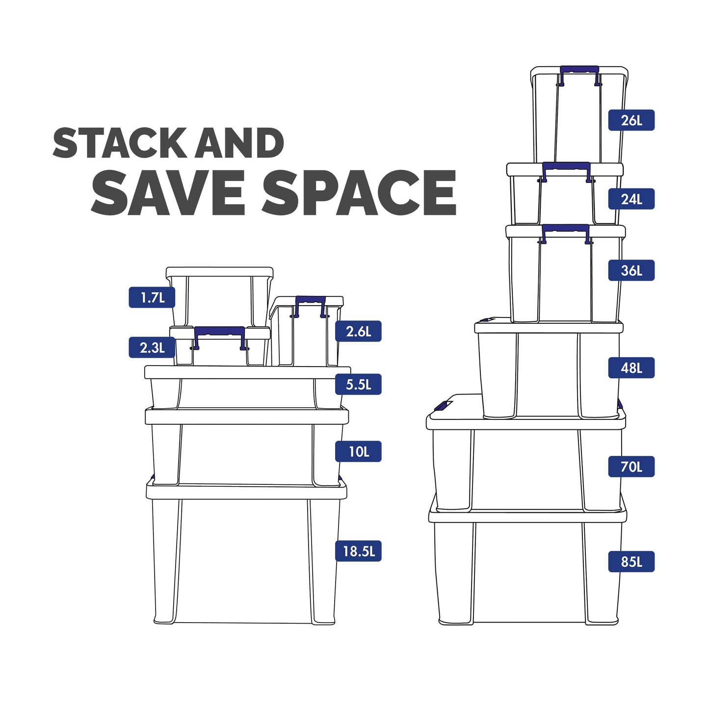 Bankers Box Storage Box 2.6L (6 Pack) - BPA-Free, Stackable Plastic Organizer with Clip-Lock Lid