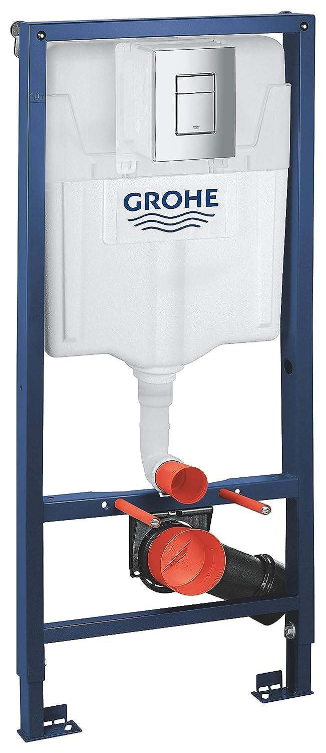 GROHE Rapid SL 3-in-1 Wall-Hung Toilet Concealed Installation System Set Frame 1.13m with Dual Flushing Cistern GD 2, 6 l - 9 l, Wall Brackets, Skate