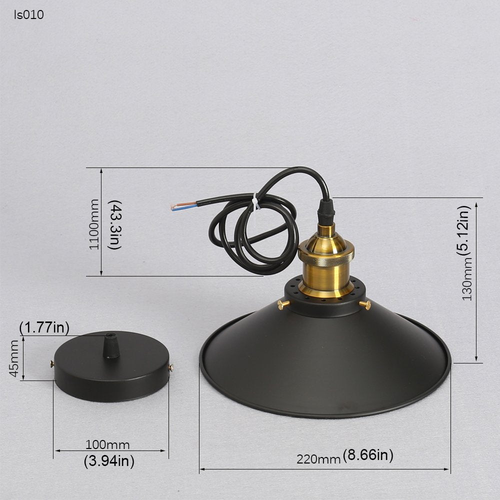 Chrasy 2 Packs Vintage Ceiling Light Industrial Style Pendant Lighting Edison Black Metal Lamp Shade Lighting Fixture for Kitchen Living Room