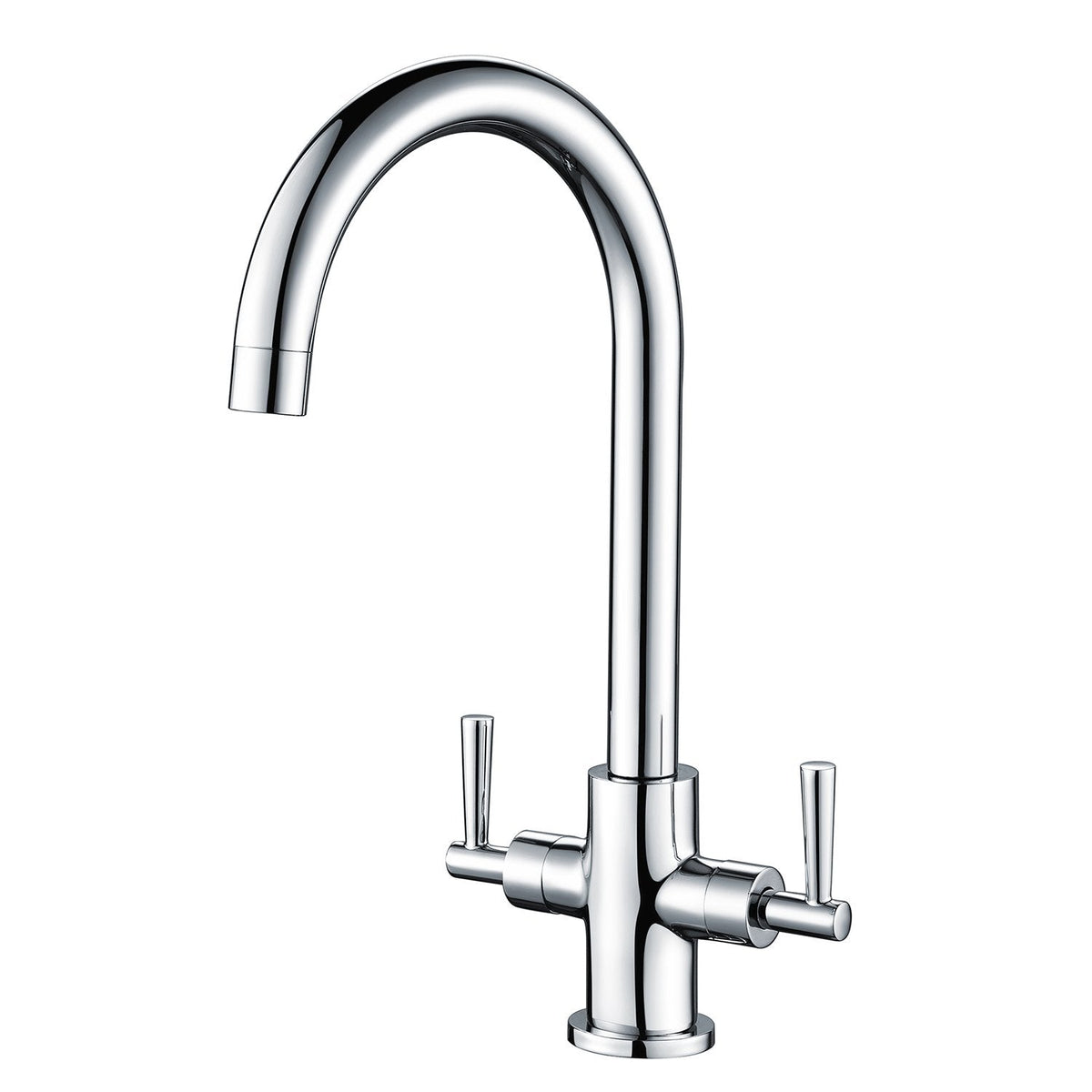 Hapilife Kitchen Sink Mixer Tap Monobloc Dual Lever Chrome 360? Swivel Spout Mono Kitchen Mixer Taps 1 Hole Twin Lever Sink Tap Stainless Steel