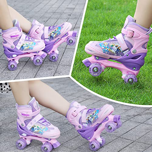 Runcinds Adjustable Kids Roller Skates for Girls Kids, Toddler Roller Skates for Beginners with Light Up Wheels Outdoor Indoor