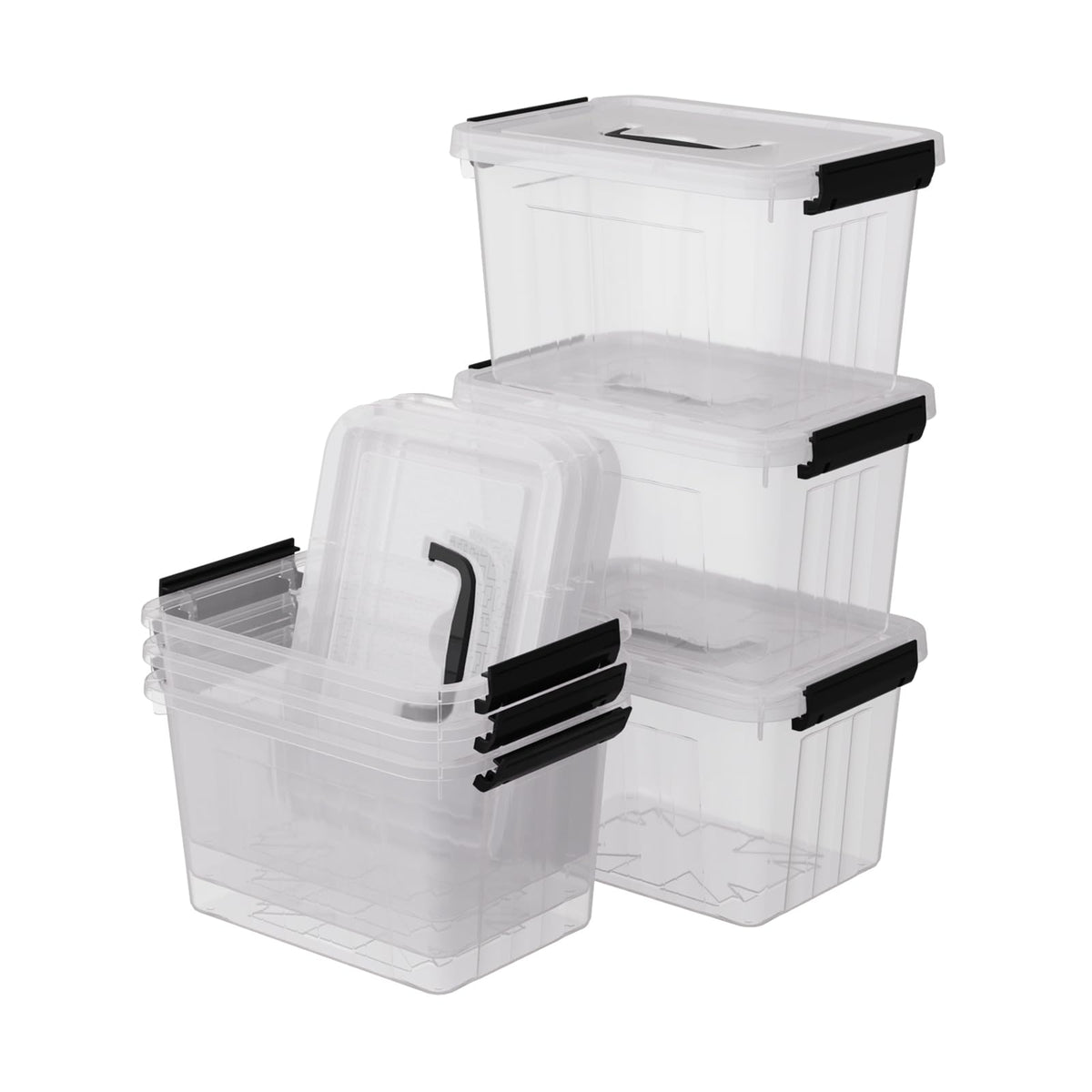 Annkky 6 Liter Small Plastic Storage Box with Lid, Clear Lidded Boxes