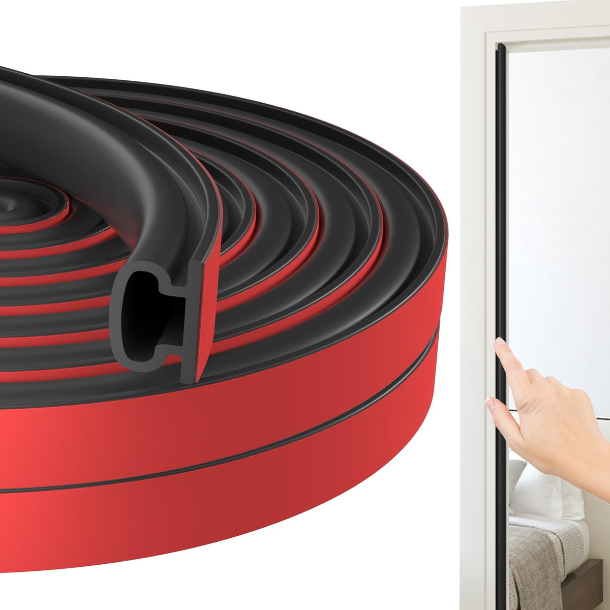 Jobon Draught Excluder for Doors - Weather Stripping Door Seal Strip, Window Soundproofing Door Sealing Strip, Rubber Self-Adhesive Draft Excluder