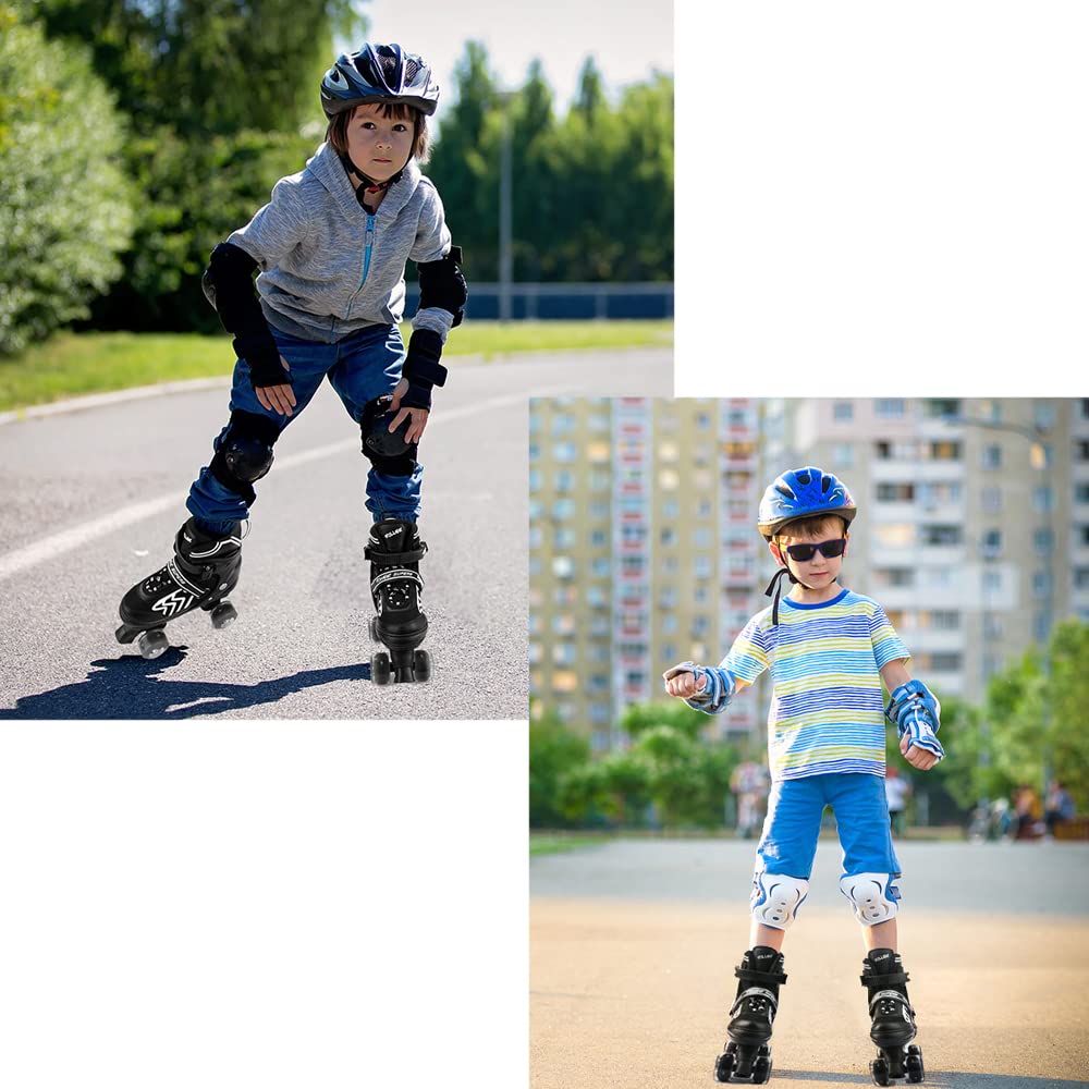 Kids Roller Skates for Boys Girls Children Beginners, 4 Sizes Adjustable Roller Skates for Child Toddler Ages 4-6-12 with 8 Light up Wheels (Large -