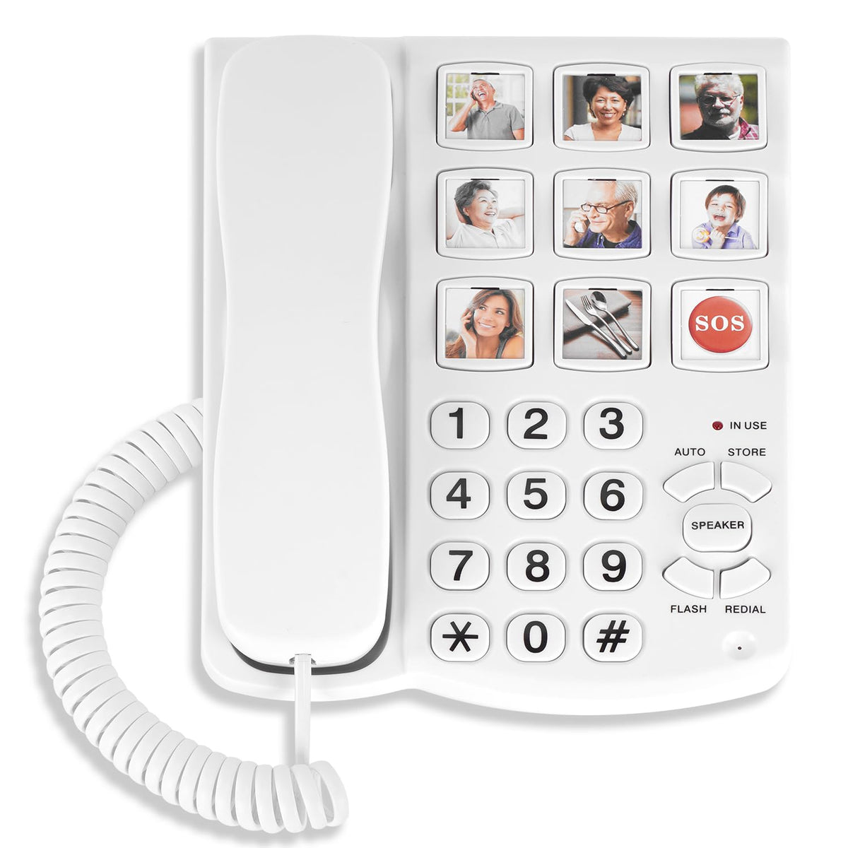Uvital Corded Landline Phones for Elderly, Big Button Telephone for Home/Hotel/Office, Desk Telephone with One-Touch Speed Dialling, Hands-Free,