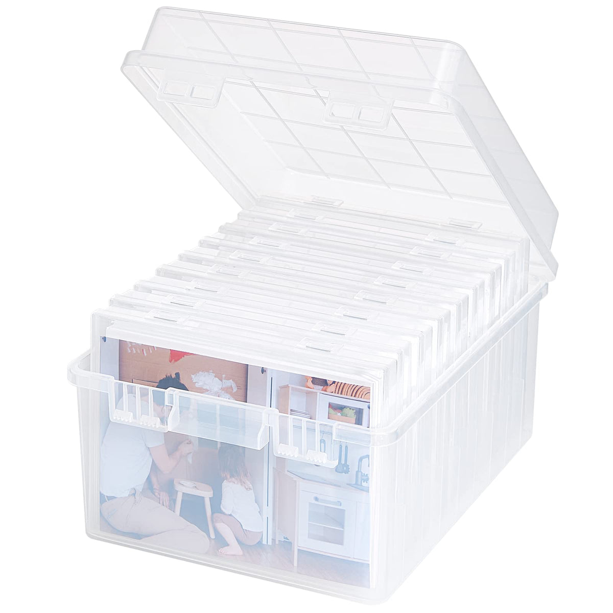 Lifewit Photo Storage Box 5x7 5R Photo Case, 9 Inner Photo Keeper, Clear Photo Boxes Storage, Seed Organiser, Craft Storage Box for Cards Pictures