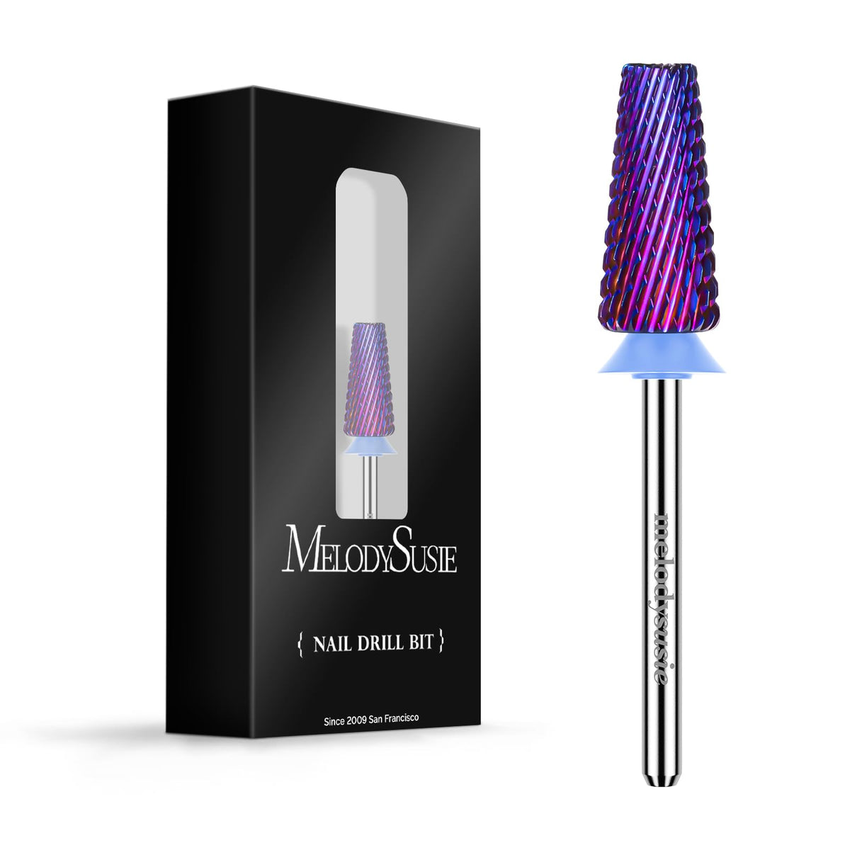 MelodySusie Professional 5 in 1 Nail Drill Bits, 3/32'' Carbide Tungsten Multi-function, Suitable for Manicure Pedicure Cuticle Gel Polishing, Purple,