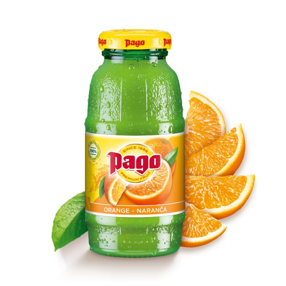 Pago Orange - 100% Natural Fruits and Vegan Friendly and Gluten Free 200ml (Pack of 12)