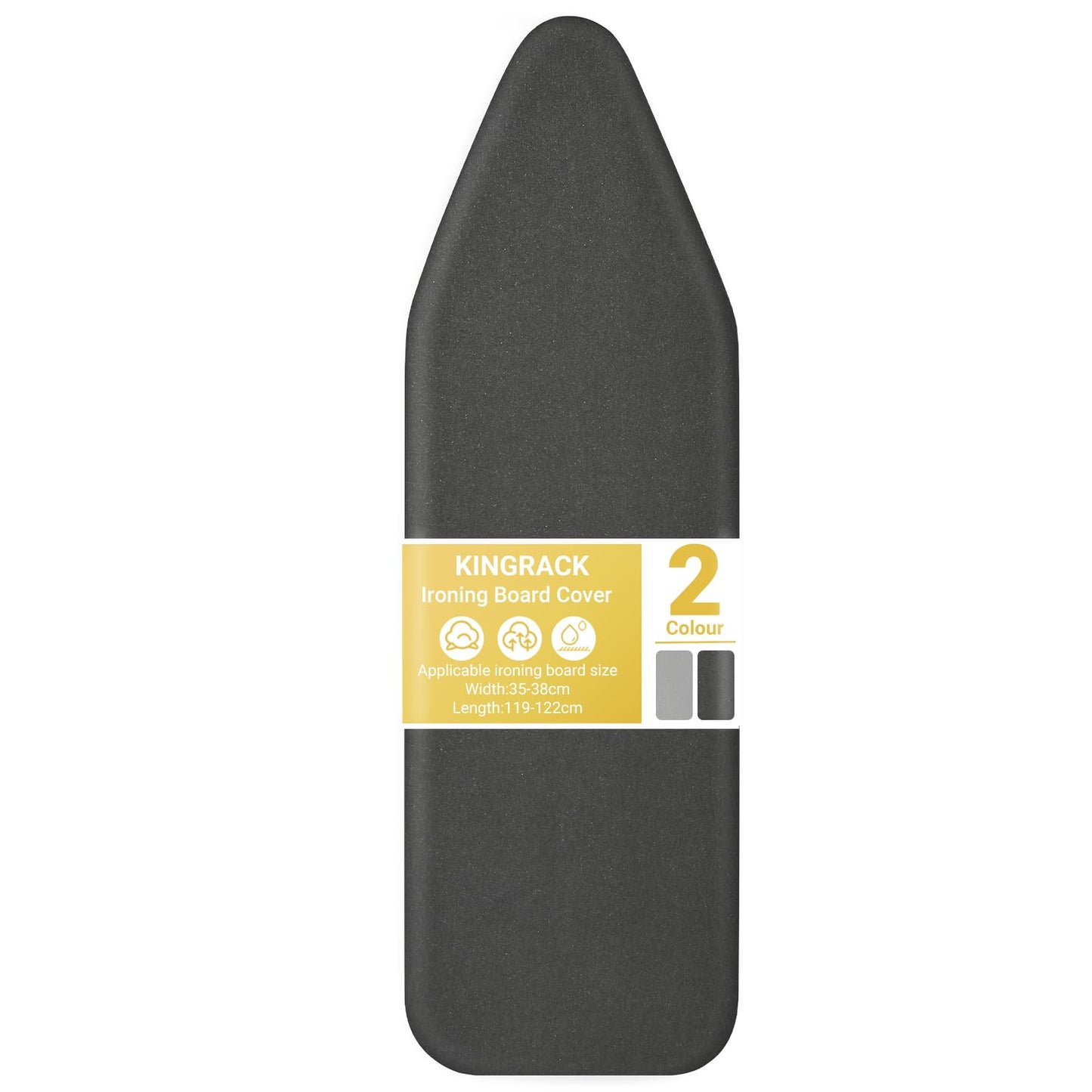 Ironing Board Cover with Extra Thick 7mm Padding, 100% Cotton Covers Easy-Fit for Protecting Ironing Board Size Up to 122 x 38cm - Black
