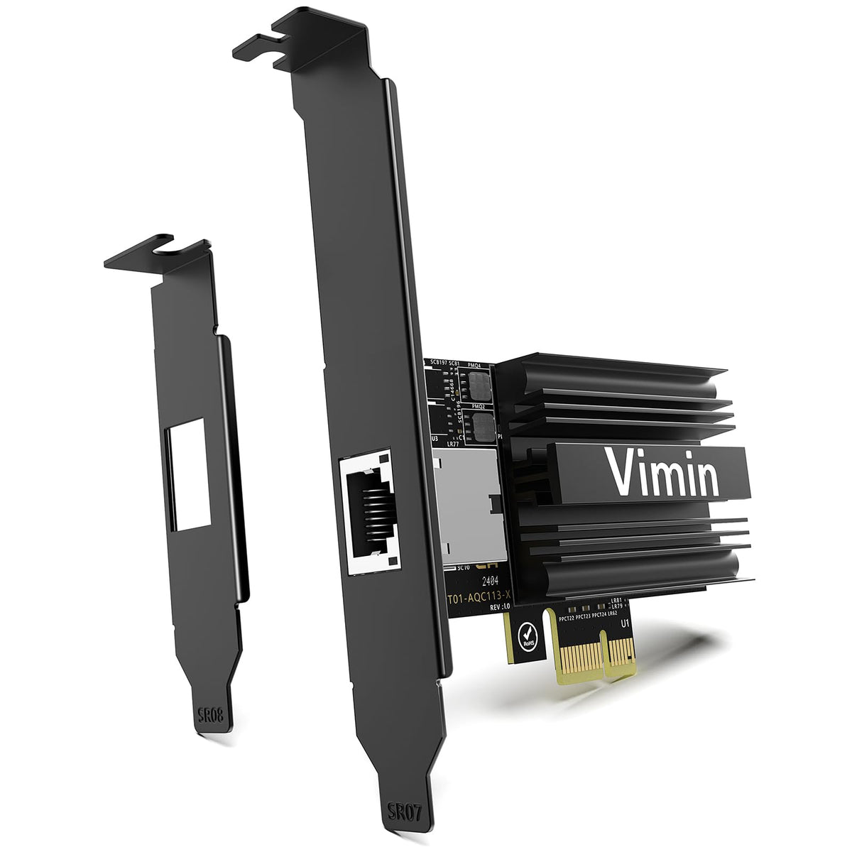 10G PCIE4.0?1 Network Card, Marvel AQC113 Controller, VIMIN 10Gb Base-T Ethernet Adapter Card Compatible with PCI Express X1,X4,X8,X16, 10G NIC RJ45