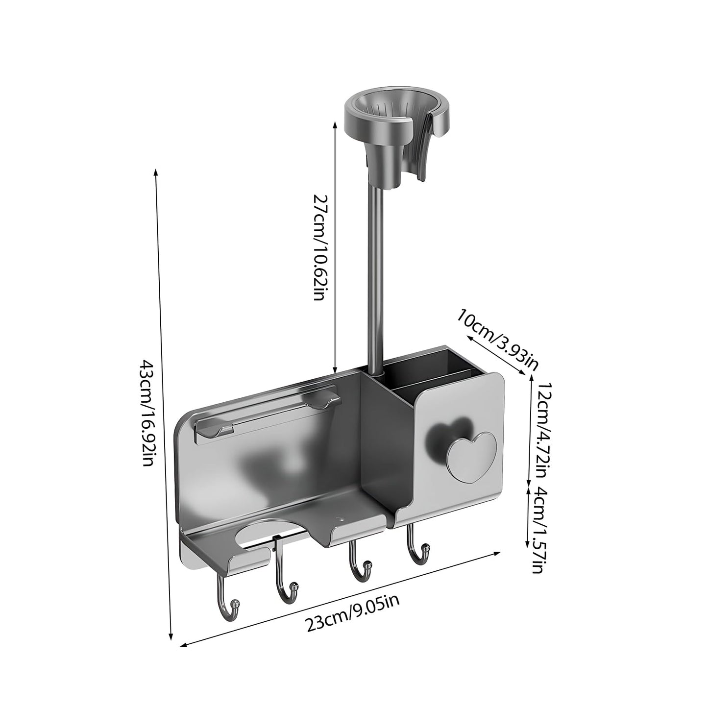 Ecloom Hair Dryer Holder No Drilling Required with 360 Deg Rotation