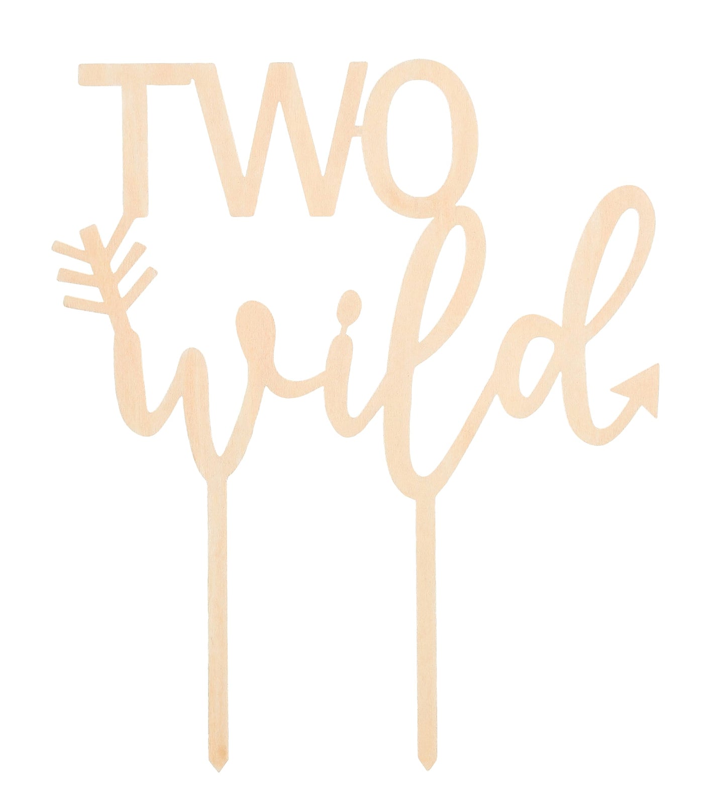 LOVENJOY Gift Boxed Two Wild Cake Topper for Boy Girl 2nd Birthday Cake Decorations, Rustic Wood