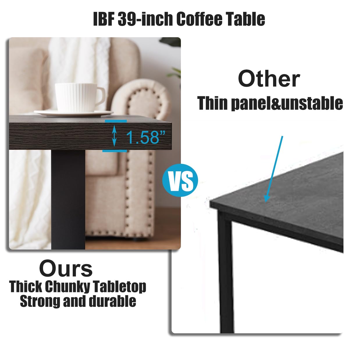 IBF Coffee Table Living Room Wooden Center Coffee Tables 100cm Dark Oak