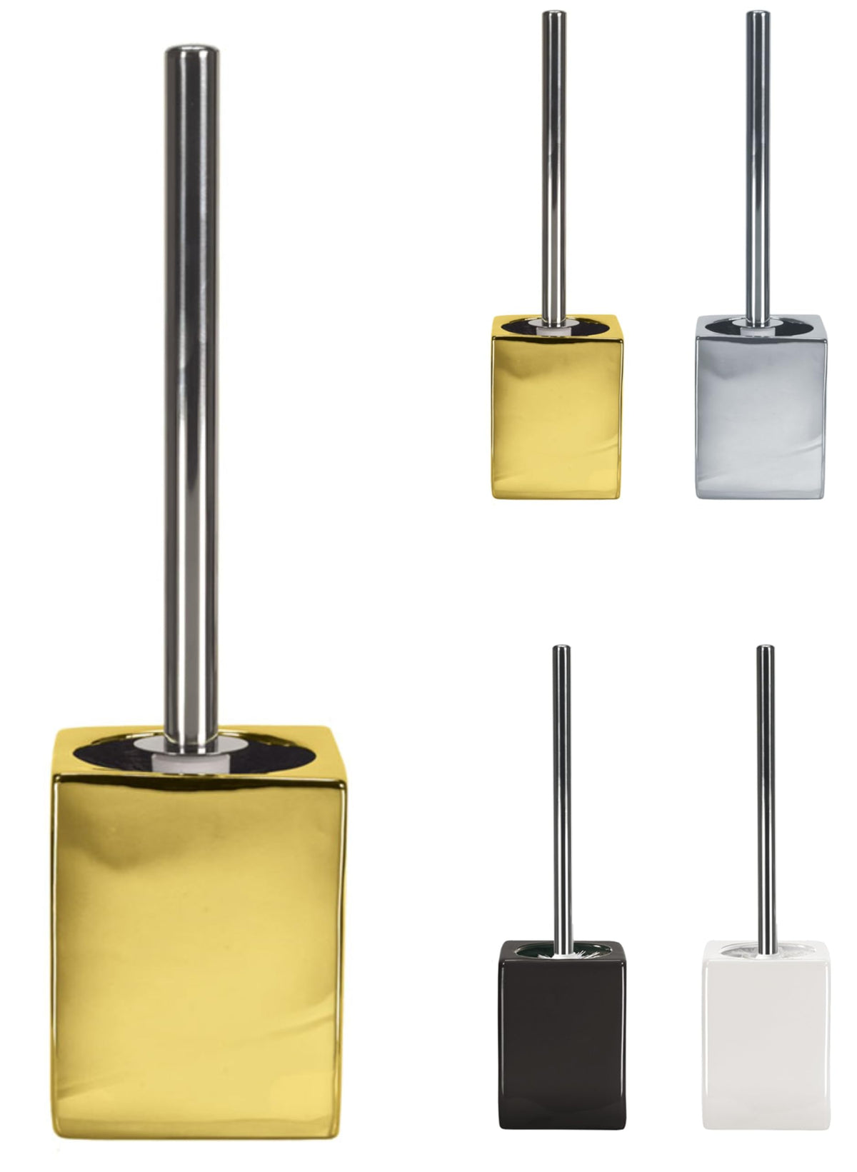 KW Flash Ceramic/Stoneware Toilet Brush and Holder (Gold)