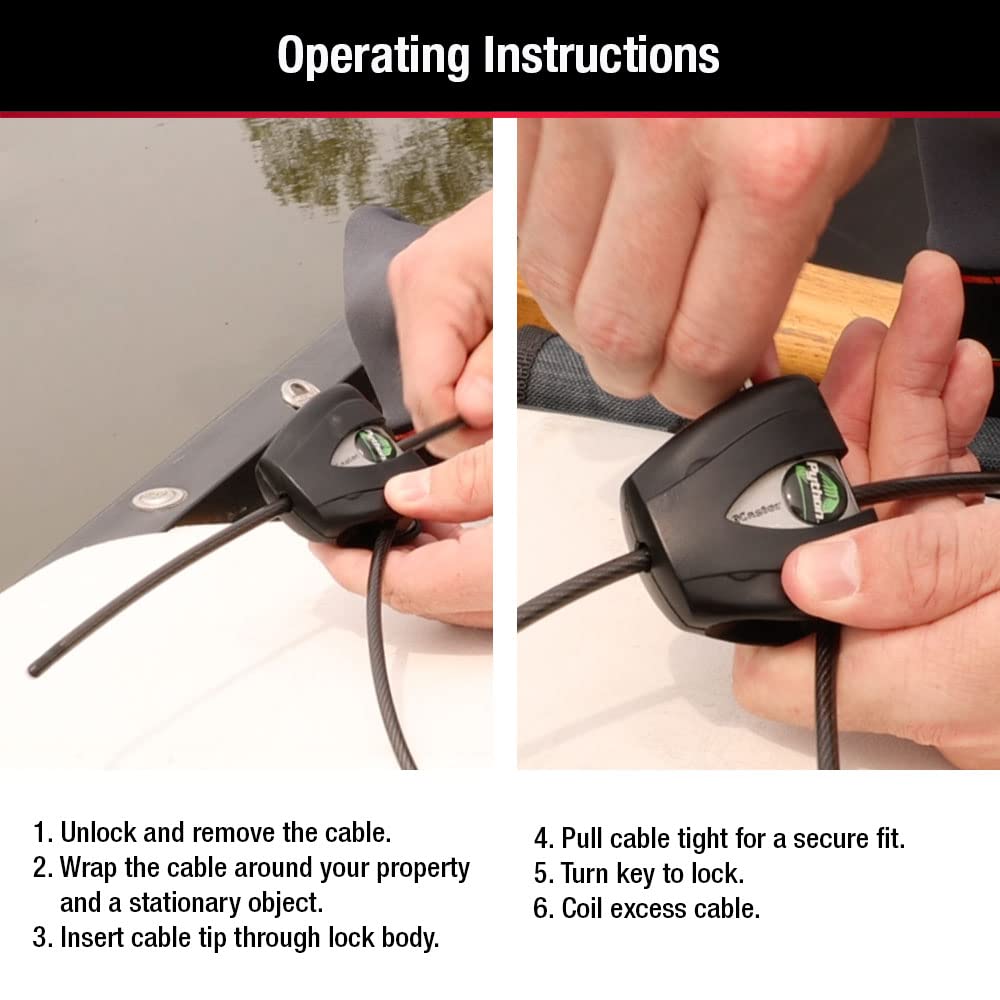 Master Lock Python Cable Lock, Cable Lock with Keys, Trail Camera and Kayak Locking Cable, 2 Pack, 8417T