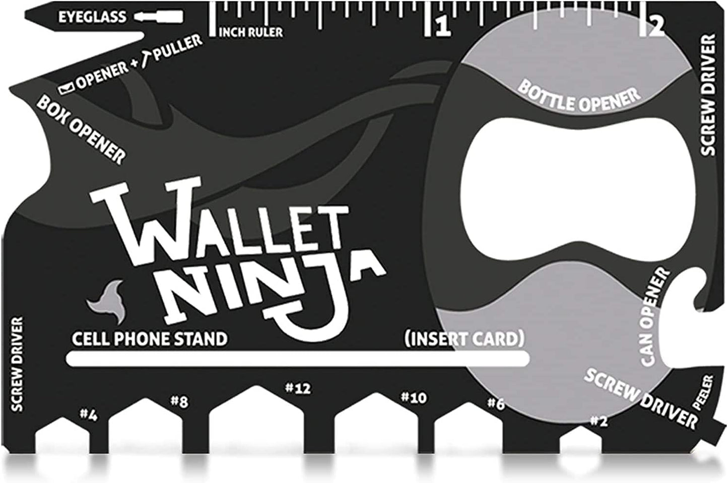 Wallet Ninja Multitool Card ? 18 in 1 Credit Card Size Multi-Tool for Quick Repairs, EDC Survival Gear, Bottle Opener, Camping ? Cool Gadget and