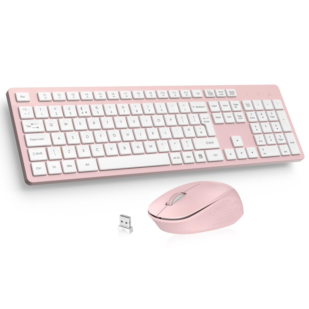 LeadsaiL Wireless Keyboard and Mouse Set, 2.4GHz USB Computer Keyboards and Mouse Combo, Ergonomic Design with 12 Multimedia Shortcuts for HP/Lenovo