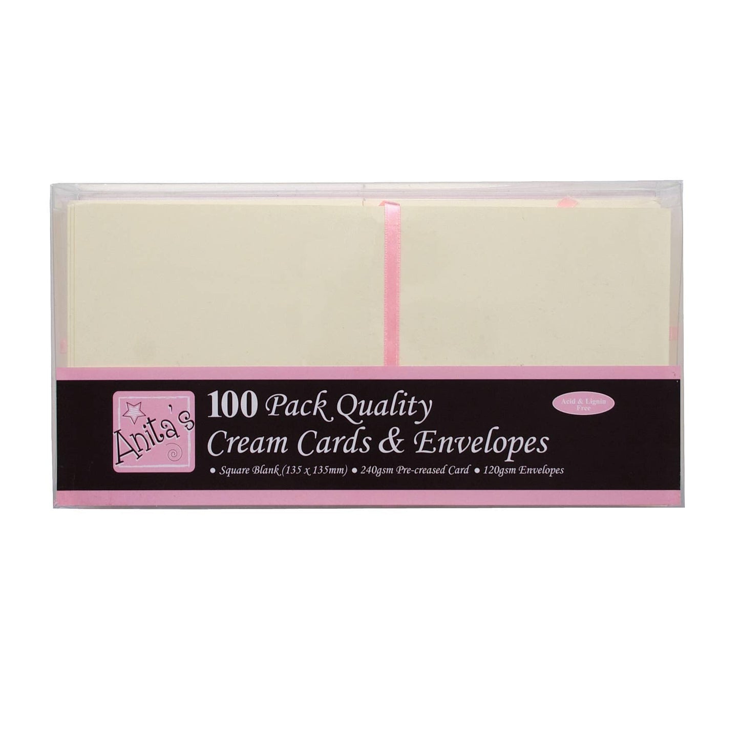 Anita's Square Plain, Blank Cards & Envelopes, 135x 135mm, Cream, Pack of 100, for Home, Wedding, Birthday, Christmas, Thank You, Art & Craft,